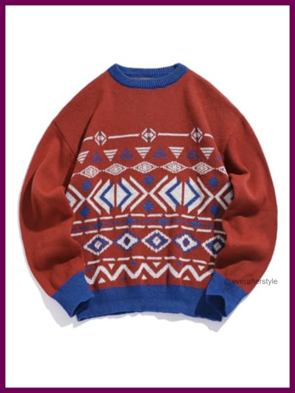 Oversized Knit Pullover Sweater Crewneck Long Sleeve Viscose Elastane Acrylic